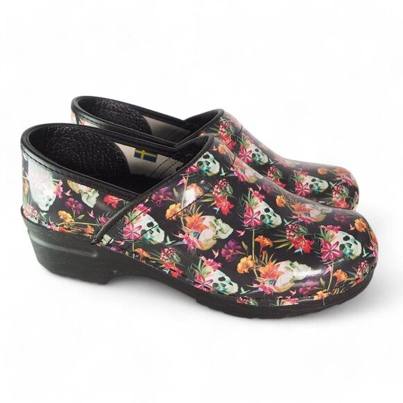 BJORK Professional Moa Skull Print Leather Clogs Multicolor Women's 7-7.5/38 - Picture 4 of 11